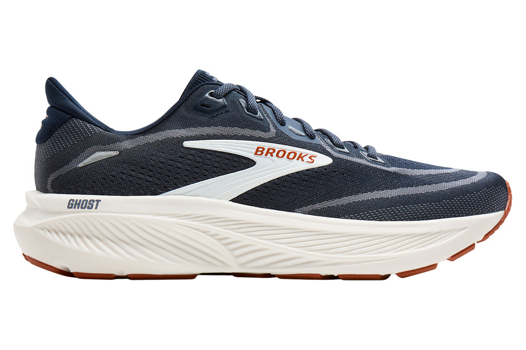 Brooks Ghost 18 2E Navy Blazer/Red Earth/Black Mens #color_navy