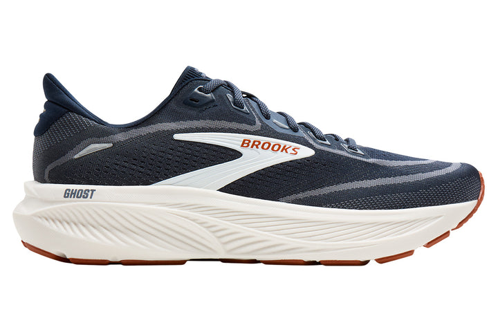 Brooks Ghost 18 2E Navy Blazer/Red Earth/Black Mens #color_navy