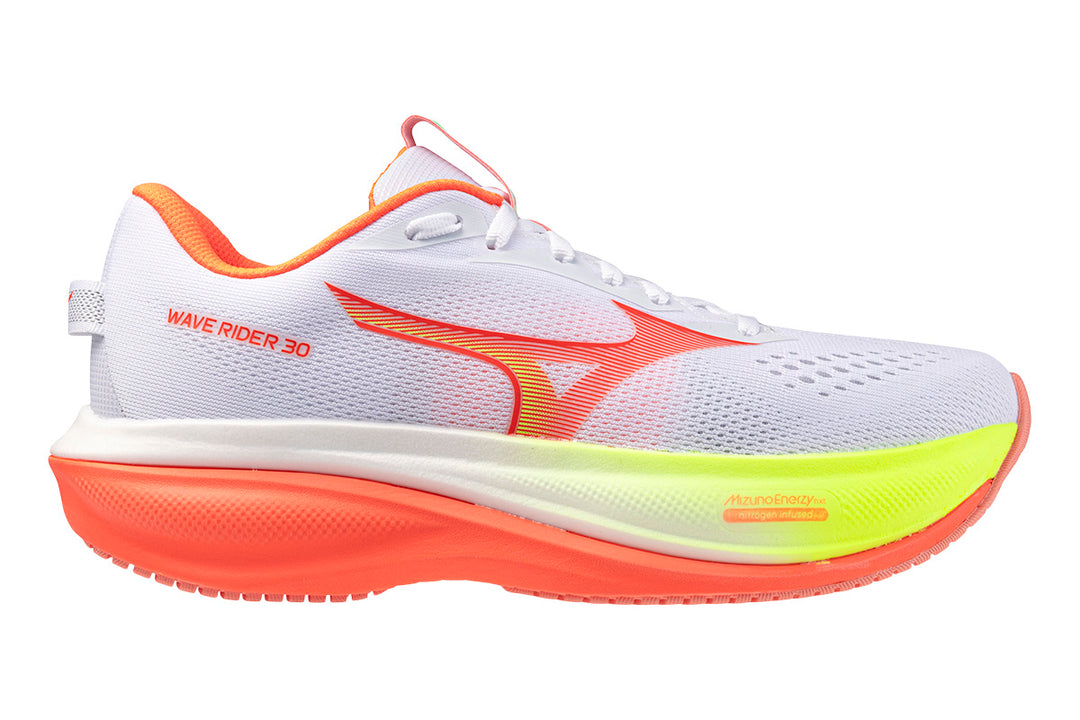 Mizuno Wave Rider 30 B White/Flamingo Coral/Lime Pulp Womens #color_white-multi