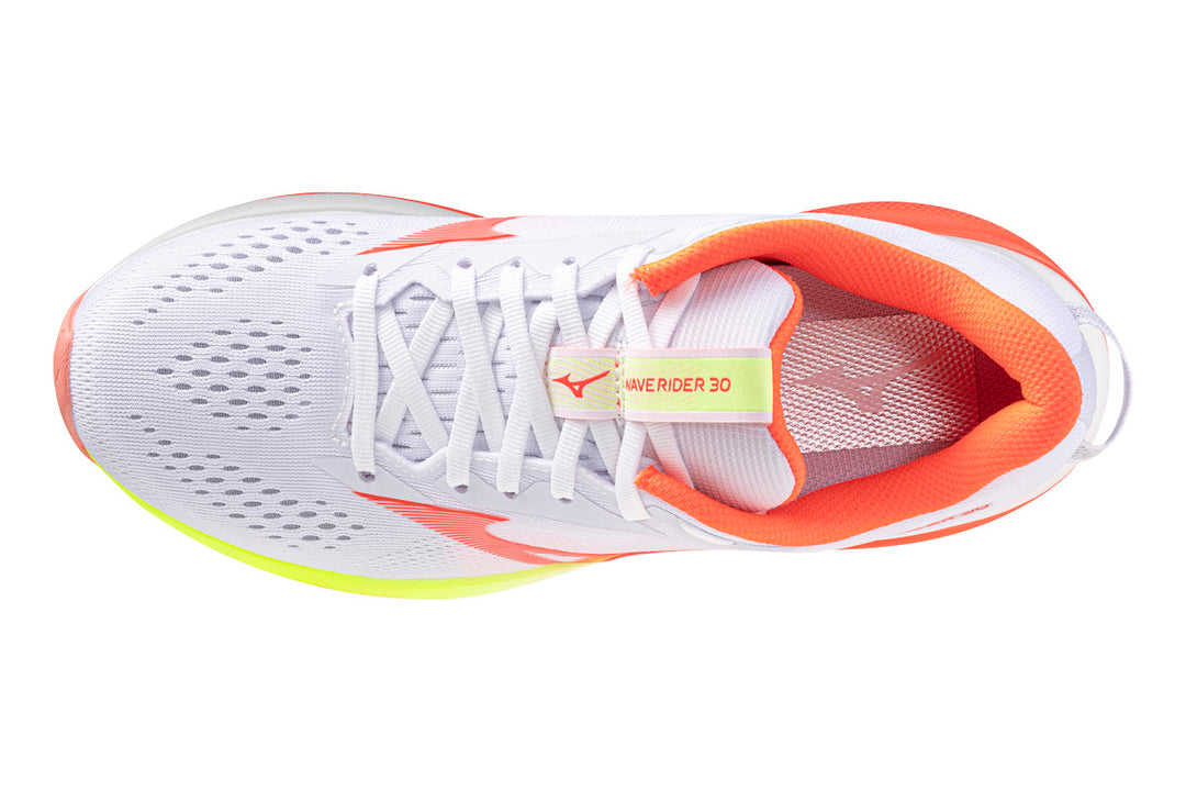 Mizuno Wave Rider 30 B White/Flamingo Coral/Lime Pulp Womens #color_white-multi