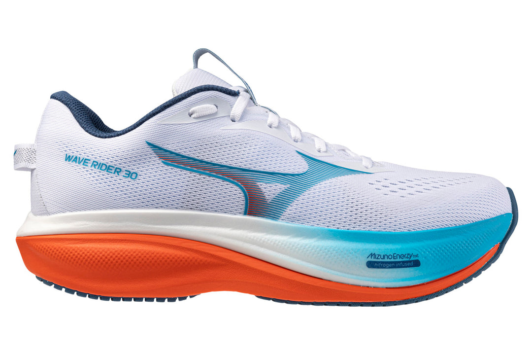 Mizuno Wave Rider 30 D White/Blue Jewel/Orange.com Mens #color_white-multi