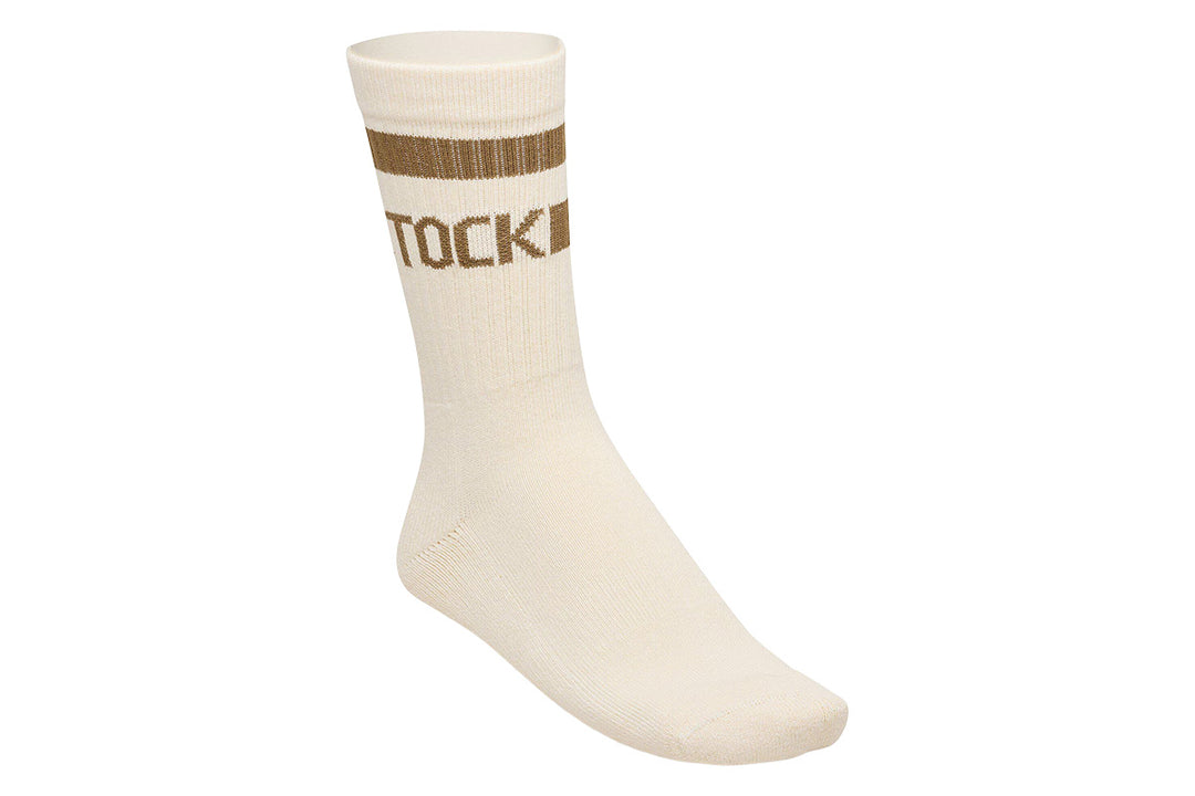 Birkenstock Cotton Crew Stripe Eggshell/Mink Unisex #color_brown-beige