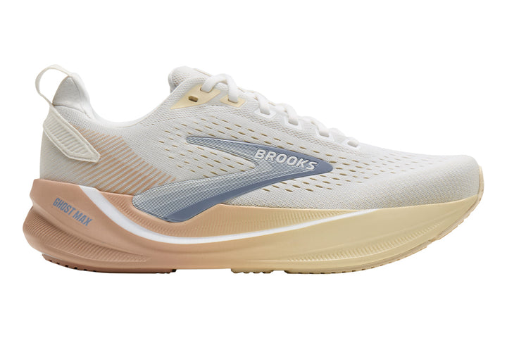 Brooks Ghost Max 4 D White/Rose/Rutabaga Womens #color_brown-beige