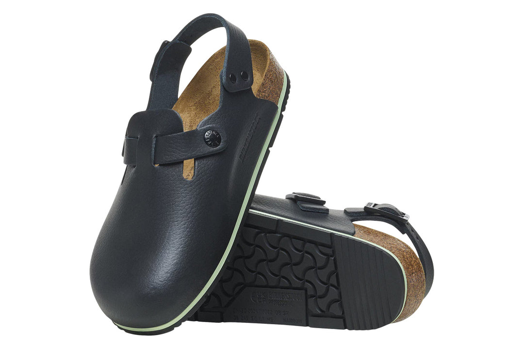 Birkenstock Tokio Pro R Black PU Coated Natural Leather Unisex #color_black