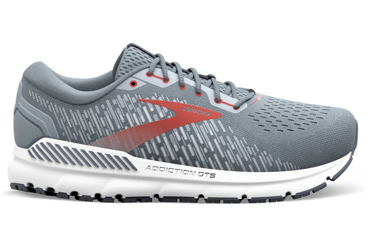 Brooks Addiction GTS 15 4E Grey/Ebony/Chilli Oil Mens #color_grey-multi-reds-oranges