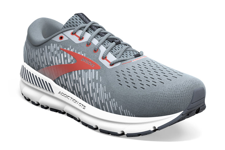 Brooks Addiction GTS 15 4E Grey/Ebony/Chilli Oil Mens #color_grey-multi-reds-oranges