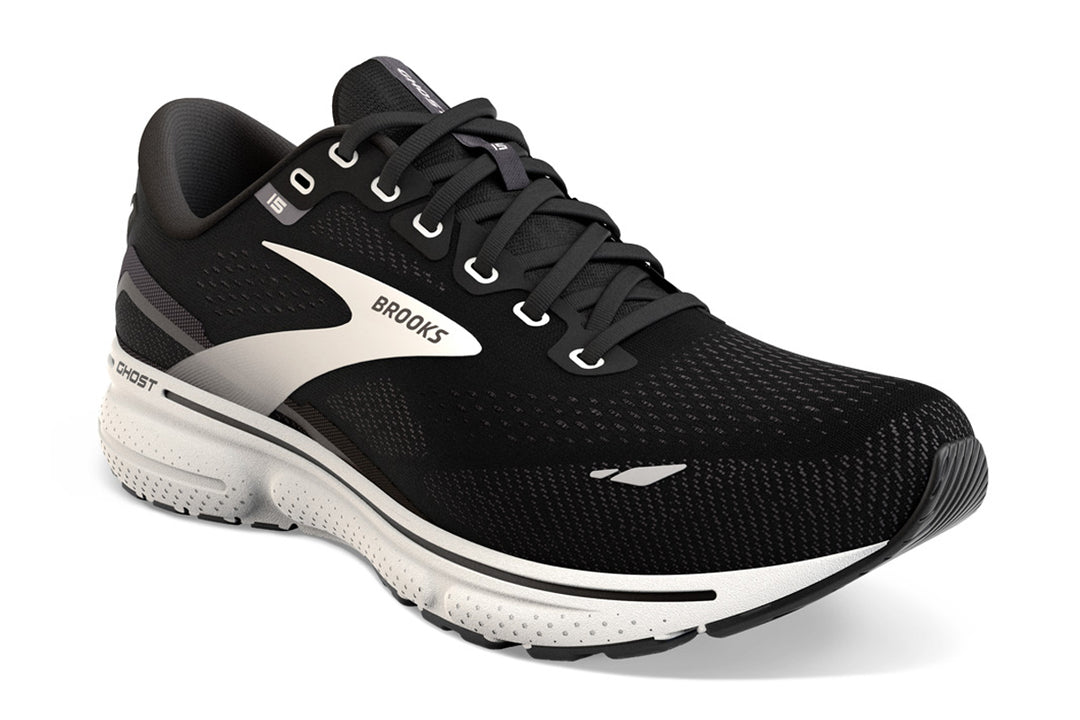 Brooks Ghost 15 2E Black/White Mens #color_black-multi-whites