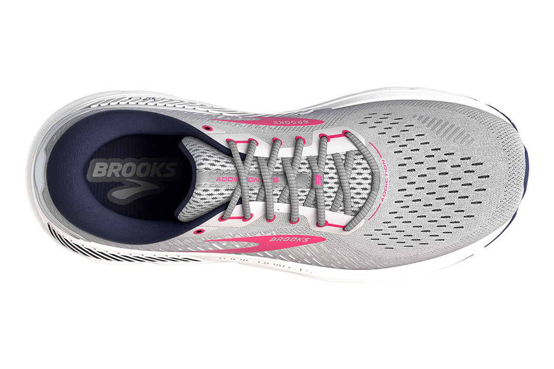 Brooks Addiction 15 D Oyster/Peacoat/Lilac Womens #color_grey-multi-pinks-purples