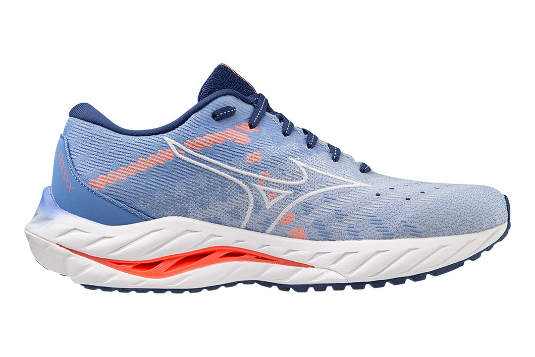 Mizuno Wave Inspire 19 SSW B Blue Heron/White/Fiery Coral Womens #color_blue-light-blue