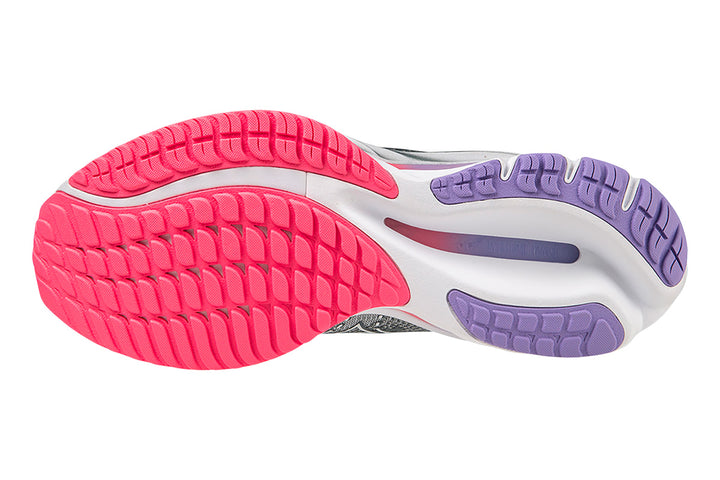 Mizuno Wave Rider 27 D Pearl Blue/White/High-Vis Pink Womens #color_grey-multi-pinks-purples