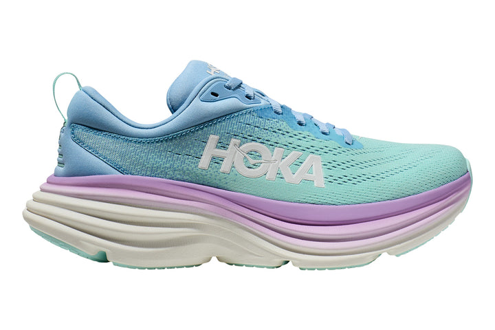 Hoka Bondi 8 B Airy Blue/Sunlit Ocean Womens #color_blue-multi-pinks-purples