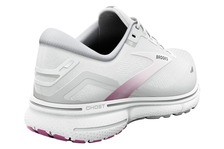 Brooks Ghost 15 B White/Oyster/Viola Womens #color_white-multi-greys