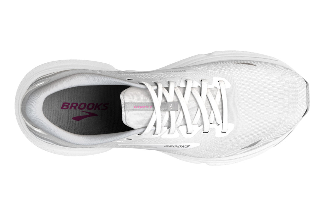 Brooks Ghost 15 B White/Oyster/Viola Womens #color_white-multi-greys
