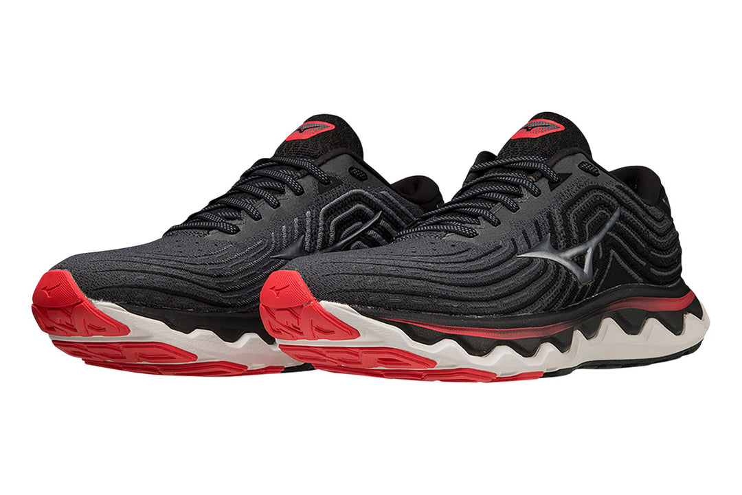 Mizuno Wave Horizon 6 2E Iron Gate/Metallic Gray/Bittersweet Mens #color_black-multi-reds-oranges