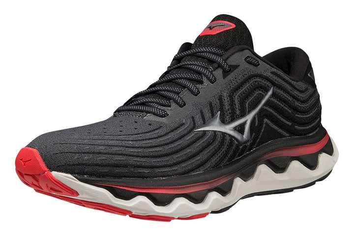 Mizuno Wave Horizon 6 2E Iron Gate/Metallic Gray/Bittersweet Mens #color_black-multi-reds-oranges