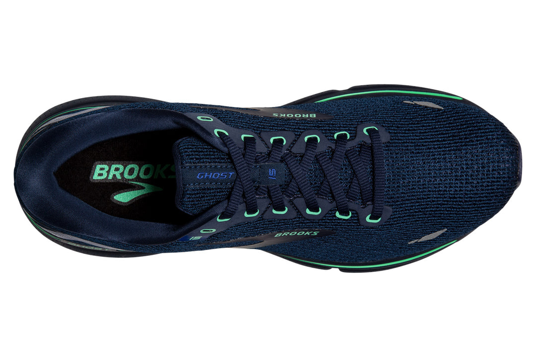 Brooks Ghost 15 D Crown Blue/Black/Green Mens #color_blue-multi-black