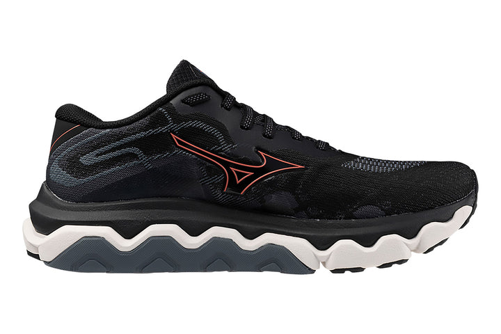 Mizuno Wave Horizon 7 D Black/Dubarry/Nimbus Cloud Womens #color_black-multi-reds-oranges