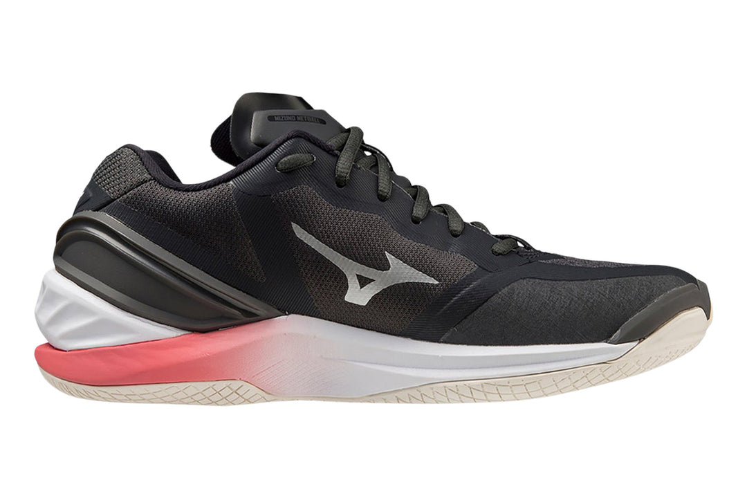 Mizuno Wave Stealth Neo NB D Black Oyster/Sun Kissed Coral/Pastel Lilac Womens #color_black-multi-pinks-purples
